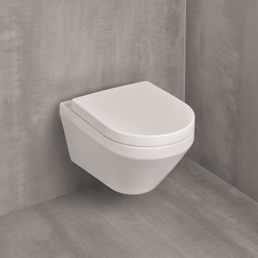 image of villeroy and boch architectura wall hung toilet with wrapover toilet seats 4694c001 98m9c101